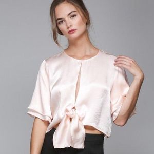 Light Pink Satin Silk Tie Top